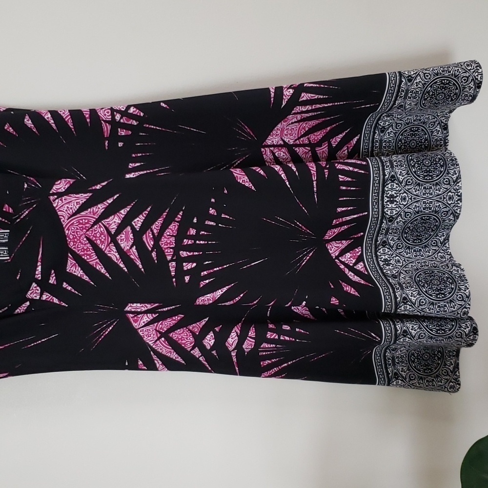 Established 1962 pink black palm leaf sleeveless dress, women's size 6 - Picture 3 of 6